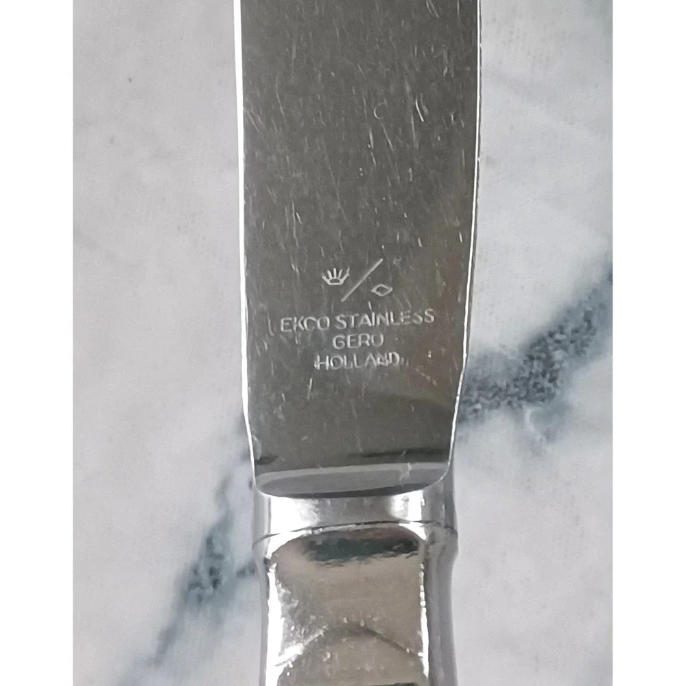 Ekco Gero Lady Wilhelmina Dinner Knives Silver Stainless Steel Holland‎ 2pc Vtg